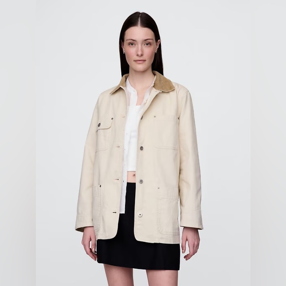 NWT! Gap Women’s Birch Beige Corduroy-Collar Barn Jacket -  Multiple 771492 🩷